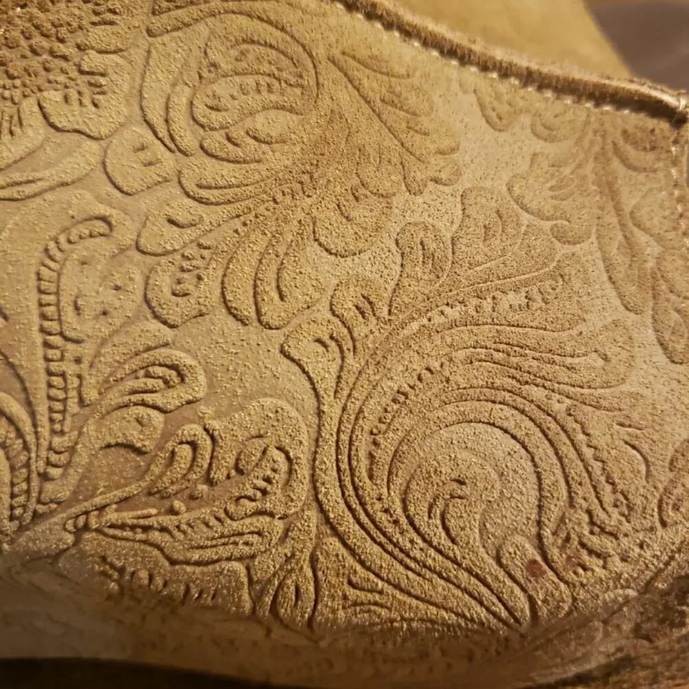 Yellow Box Women's Size 7 Redding Wedge Sandals Platform Heels Leather Suede Tan - Picture 5 of 8